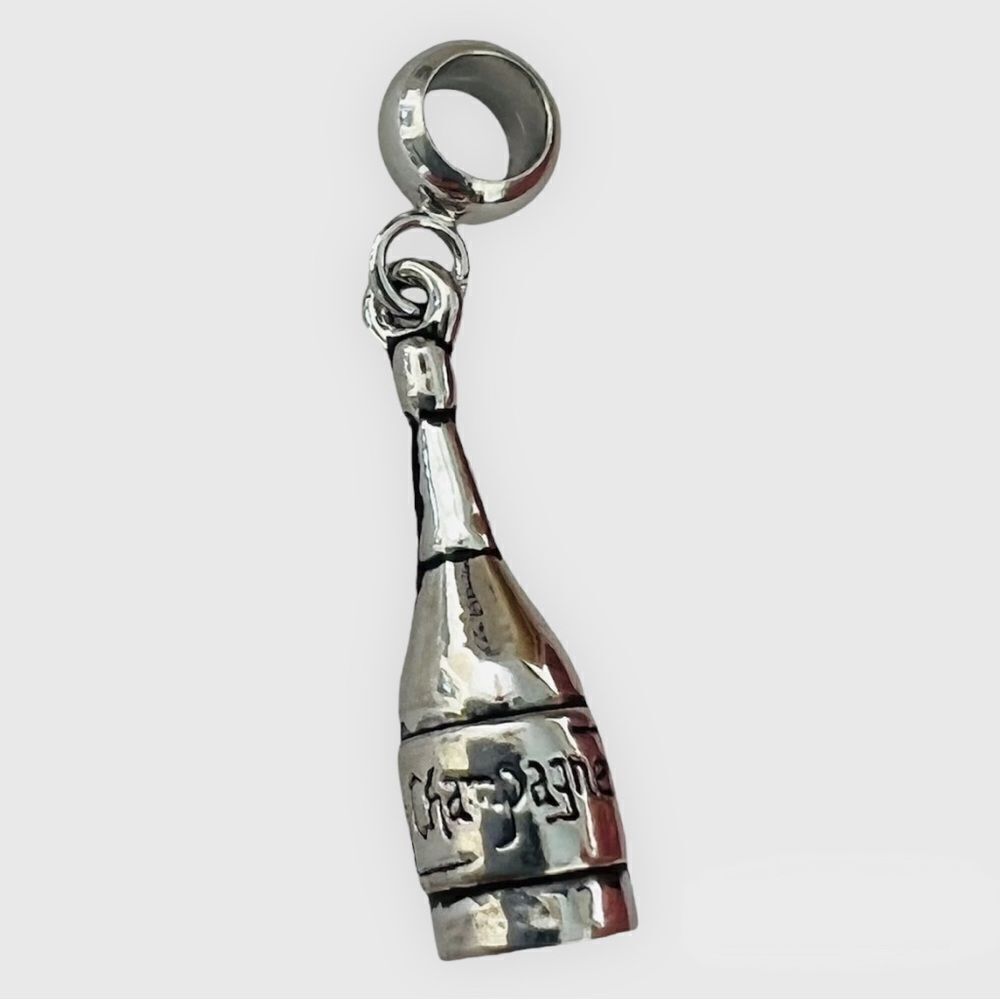Silver Champagne Bottle Charm